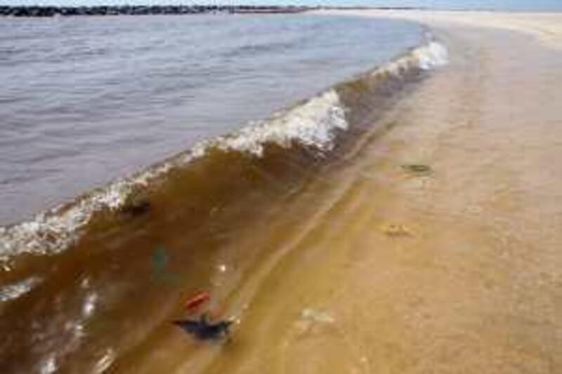 Dubai, 14th June 2009.  A polluted beach, at the Jumeirah open beach, near to the Dubai Offshore Sailing Club.  (Jeffrey E Biteng / The National)  Editor's Note; Nour S reports.  *** Local Caption ***  JB06-Pbeach.jpg