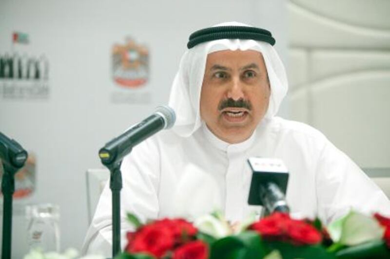 ABU DHABI, UAE - November 29, 2011- Saqr Ghobash, Minister of Labour, answers questions during a press conference held at Yas Hotel on Tueday November 29. 2011.  ( Andrew Henderson / The National )
