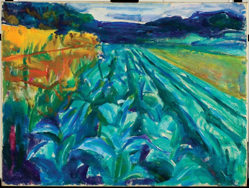 Edvard Munch's Cabbage Field, 1915, Oil on canvas. Photo by Ove Kvavik. Courtesy Munchmuseet