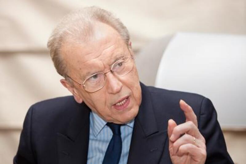 Sir David Frost at Dubai’s Armani Hotel. The broadcaster says he has been impressed by the people he has interviewed in the region. Jaime Puebla / The National