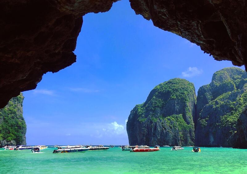A view from Thailand's Maya Bay which is closed to tourists until at least 2021. Courtesy Wikimedia Commons 