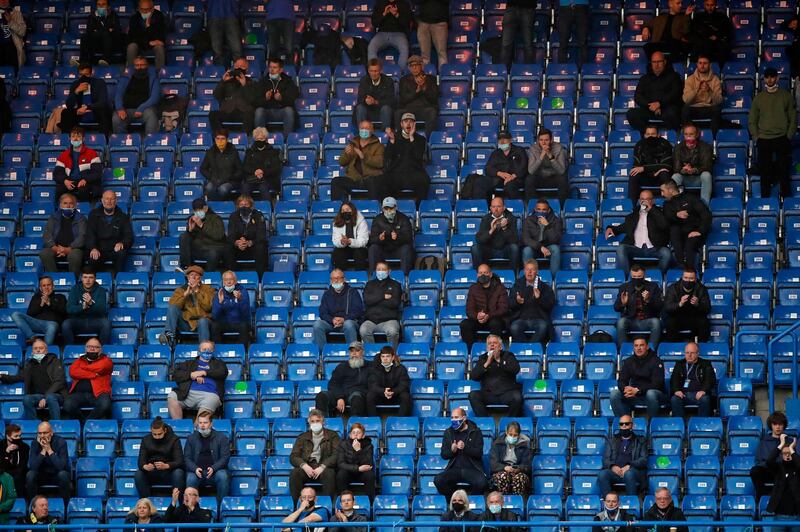 Supporters during the English Premier League football match between Chelsea and Leicester City at Stamford Bridge in London. AFP