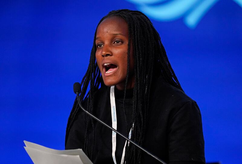Climate activist Vanessa Nakate attends a meeting at the Cop26 UN Climate Summit in Glasgow, Scotland. Photo: AP