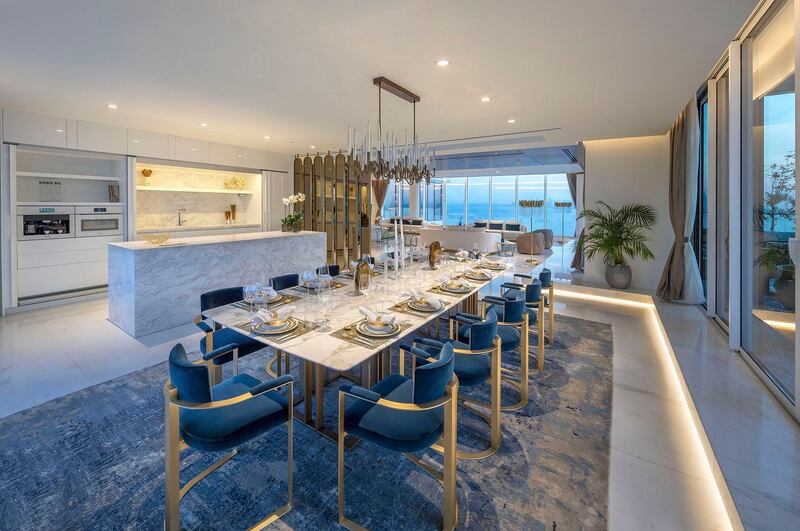 Open Kitchen of the presidential penthouse at Serenia Residences at the crescent of The Palm Jumeirah. Courtesy Palma Holding