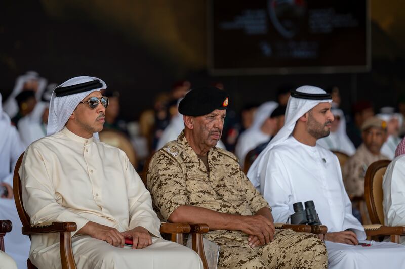 Sheikh Mansour and Field Marshal Sheikh Khalifa bin Ahmed, Commander-in-Chief of the Bahrain Defence Force.
