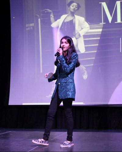 Eeman Syeda hosting the MTS Walks fashion show. Photo: Marcos Alvarez Reynolds