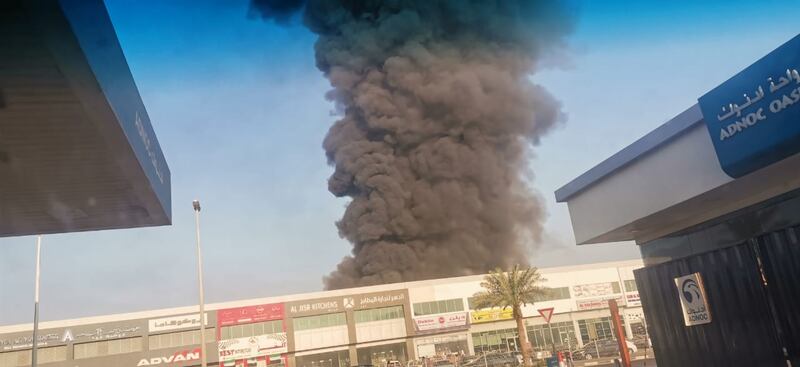 Smoke billows from the fire near the International School of Choueifat in Sharjah. Photo: Salam Al Amir / The National