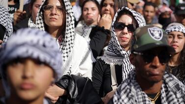 Protesters gather at Freedom Plaza during a march for Palestine in Washington. Getty Images