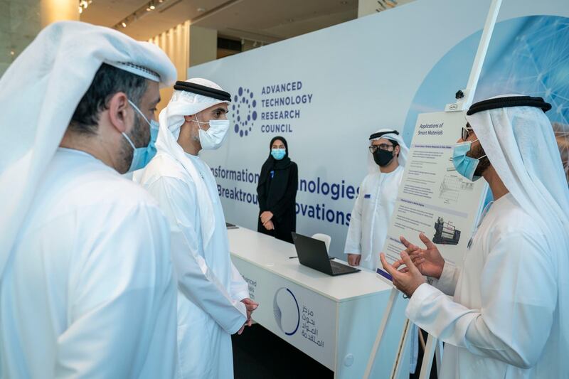 Sheikh Khalid bin Mohamed, chairman of Abu Dhabi Executive Office and of the board of Advanced Technology Research Council, attends a workshop organised by the council for 'exceptional' Emiratis in the advanced technology sector. Wam