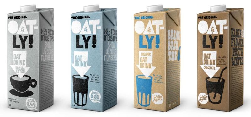 Web site screen grab of Oatly products. Oatly