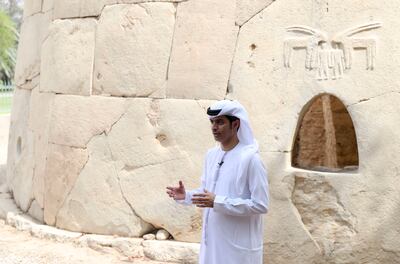 Abdullah Al Kaabi of the Department of Cultural and Tourism Abu Dhabi at the Grand Tomb in Hili Archaeological Park, Al Ain.