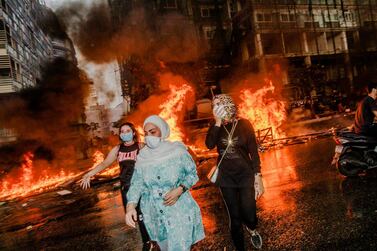 Scene from the start of Lebanon's popular protest movement, in October in Beirut. Myriam Boulos