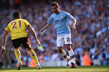 Manchester City's Portuguese midfielder Bernardo Silva controls the ball during the English Premier League football match between Manchester City and Watford at the Etihad Stadium in Manchester, north west England, on September 21, 2019. RESTRICTED TO EDITORIAL USE. No use with unauthorized audio, video, data, fixture lists, club/league logos or 'live' services. Online in-match use limited to 120 images. An additional 40 images may be used in extra time. No video emulation. Social media in-match use limited to 120 images. An additional 40 images may be used in extra time. No use in betting publications, games or single club/league/player publications. / AFP / Oli SCARFF / RESTRICTED TO EDITORIAL USE. No use with unauthorized audio, video, data, fixture lists, club/league logos or 'live' services. Online in-match use limited to 120 images. An additional 40 images may be used in extra time. No video emulation. Social media in-match use limited to 120 images. An additional 40 images may be used in extra time. No use in betting publications, games or single club/league/player publications.