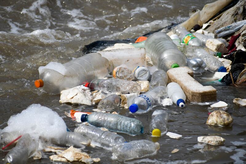Plastic bottles and other waste choke the waters of the Las Vacas river in Guatemala. AFP