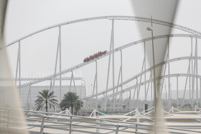 Abu Dhabi, United Arab Emirates, January 5, 2020.  The fun goes on inspite of the dusty weather at the Yas Ferrari World area Abu Dhabi.
Victor Besa / The National
Section:  NA
Reporter: