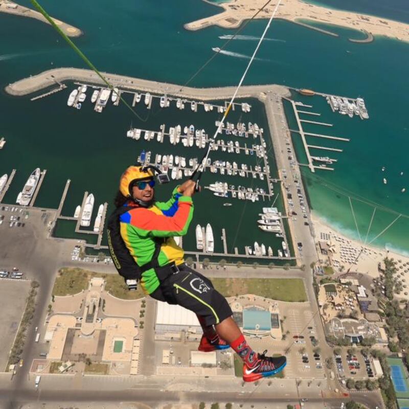 For the past two weeks residents of Dubai Marina have been witnessing people jumping from the tallest residential building in Dubai, Princess Tower. Courtesy Skydive Dubai