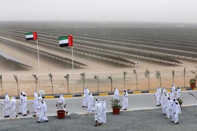 Mohammed bin Rashid solar park in the Dubai desert is one of the made renewable energy hubs. Pawan Singh / The National