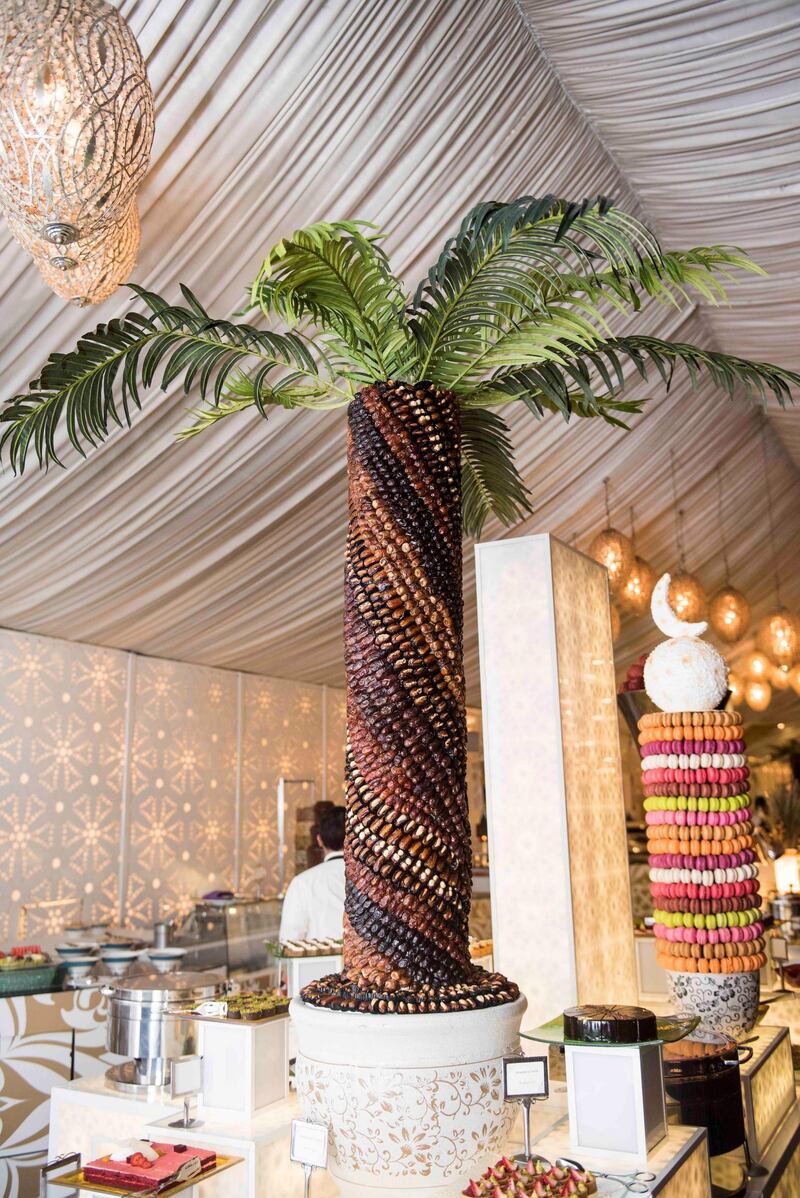 <p>Innovative display of dates at the Asateer Tent&nbsp;</p>
