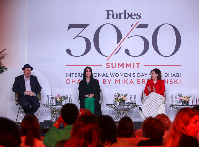 Ms Al Hashimy and Dr Richter with Randall Lane, chief content officer at Forbes