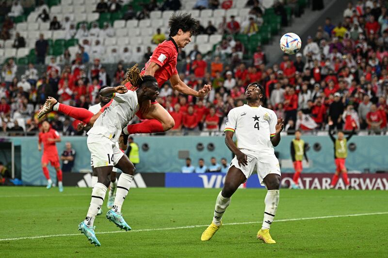 Cho Gue-sung scores South Korea's second goal. Getty