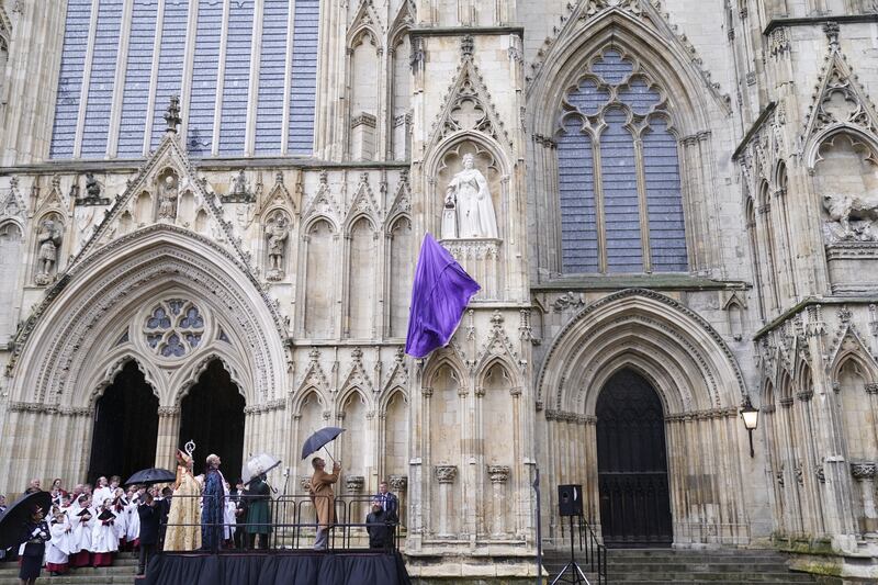 King Charles III unveils the statue. PA