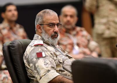 Qatari armed forces Chief of Staff Major General Ghanem Bin Shaheen al-Ghanem listens during a Gulf cooperation council's armed forces chiefs of staff and the commander of the US Central Command meeting in Kuwait City on September 12, 2018. - Gulf Arab army chiefs, including Qatar's military commander, are meeting with US Central Command officials for talks on defence cooperation. (Photo by Yasser Al-Zayyat / AFP)