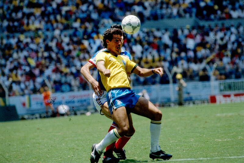 Brazil forward Careca during the 1986 World Cup quarter-final against France in Mexico. Getty