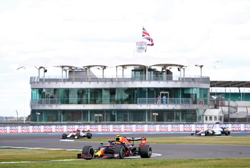 Red Bull's Thai driver Alex Albon steers his car during the British Grand Prix. AFP