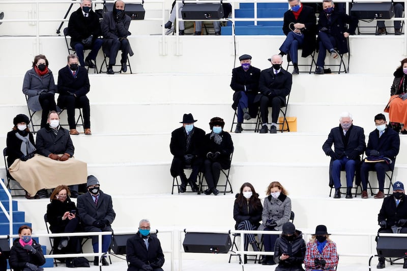 Social distancing audience during the inauguration of Joe Biden as the 46th President of the United States. Reuters