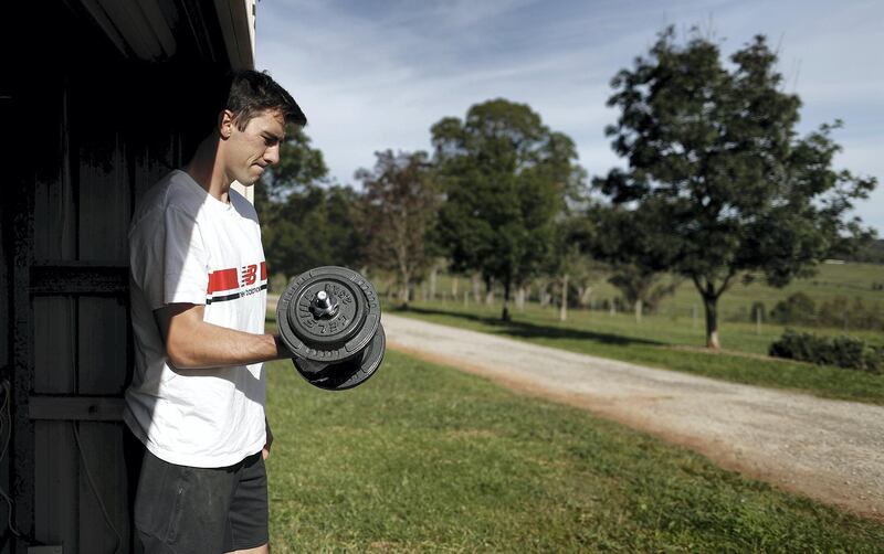 SOUTHERN HIGHLANDS, AUSTRALIA - APRIL 13: Australian Cricketer Pat Cummins trains while in isolation at his property on April 13, 2020 in Southern Highlands, Australia. Cummins, who is due to commence his record-breaking Indian Premier League deal worth 155 million Indian rupees ($A3.2m), has been home isolating at his property south of Sydney due to the COVID-19 epidemic. (Photo by Ryan Pierse/Getty Images)