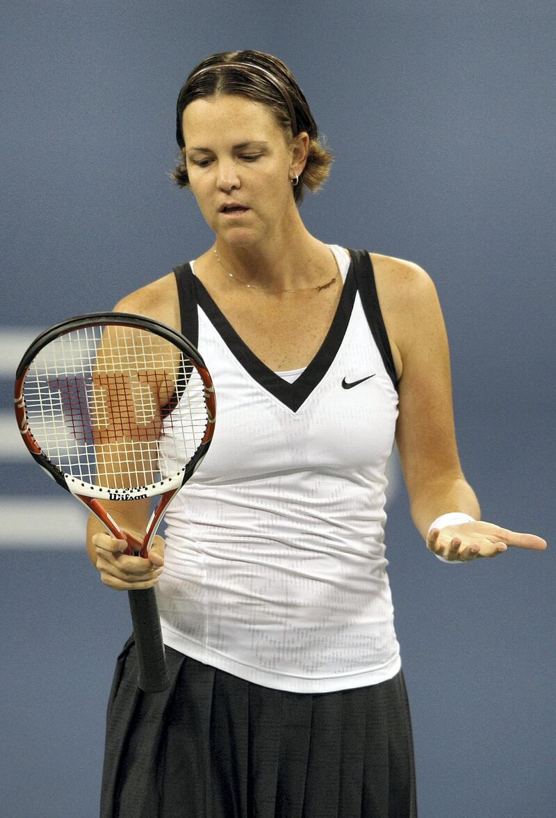 NEW YORK - AUGUST 29:  Lindsay Davenport of the United States looks on against Marion Bartoli of France during Day 5 of the 2008 U.S. Open at the USTA Billie Jean King National Tennis Center on August 29, 2008 in the Flushing neighborhood of the Queens borough of New York City.  (Photo by Nick Laham/Getty Images)