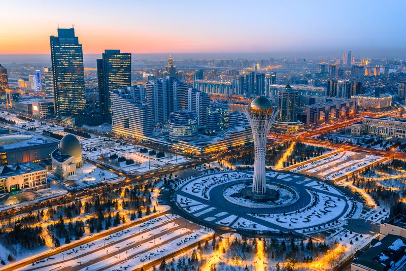 An aerial view of Astana, the capital of Kazakhstan. Shutterstock