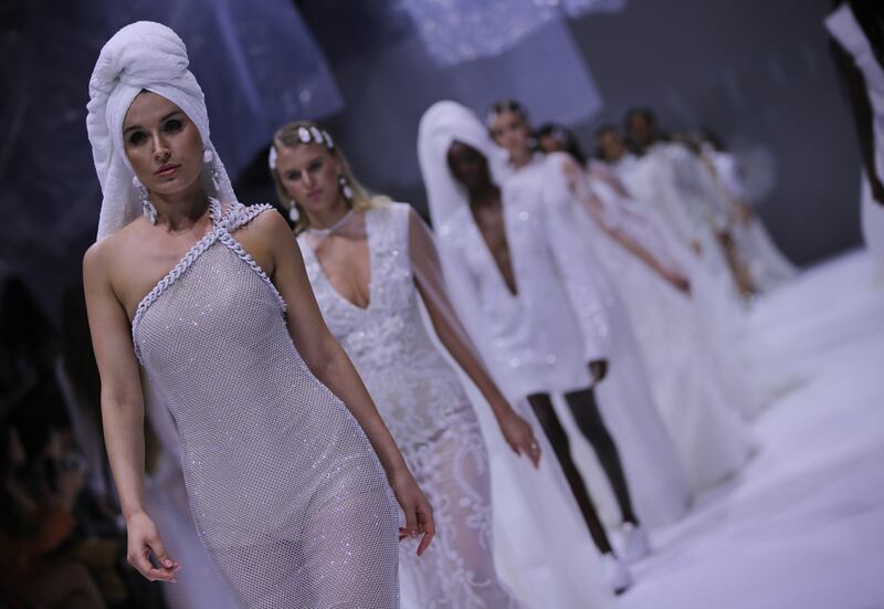 Head wraps were a key element of the Amato Couture show. EPA