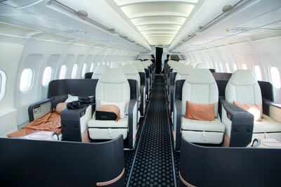 Beond Airlines is launching all-business class seat flights to Zurich from Dubai. Leslie Pableo for The National