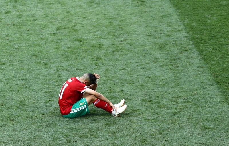 Faycal Fajr of Morocco shows his dejection following the match. Maddie Meyer / Getty Images