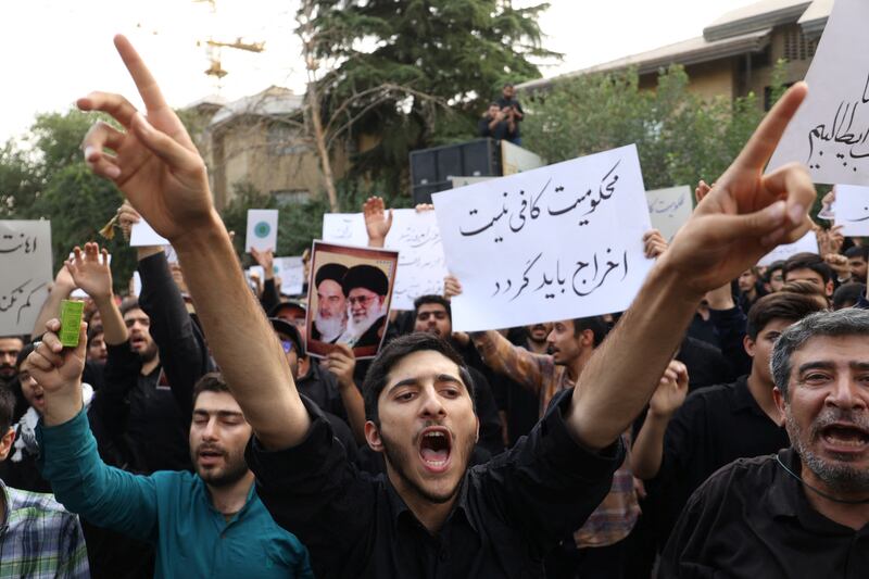 Demonstrators gather outside the Swedish embassy in Tehran to protest against an insult to the Quran in Stockholm. Reuters