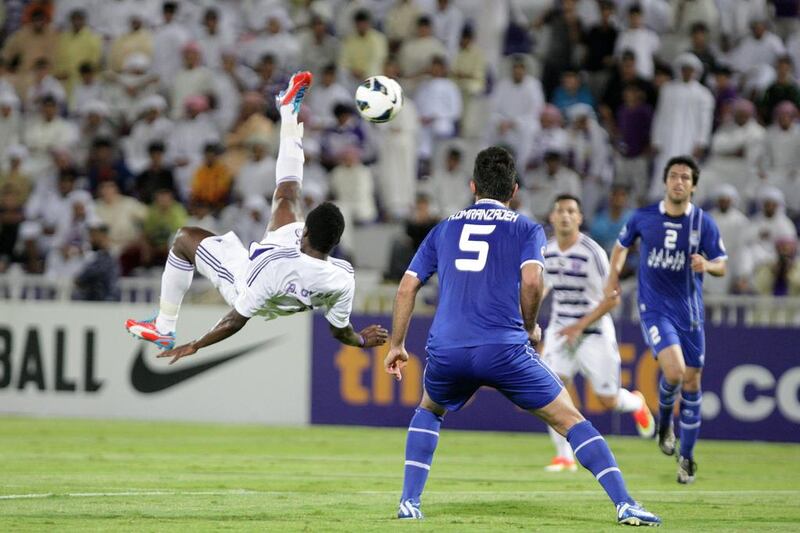 Asamoah Gyan during Al Ain's Asian Champions League match against Iranian side Esteghlal in April. Jaime Puebla / The National
