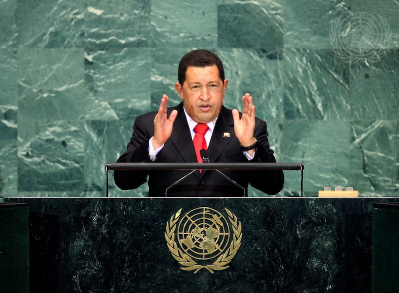 Venezuelan president Hugo Chavez said in 2006 that he could smell sulphur in the UN chamber after George W Bush spoke, likening the US leader to the 'Devil'. Photo: UN