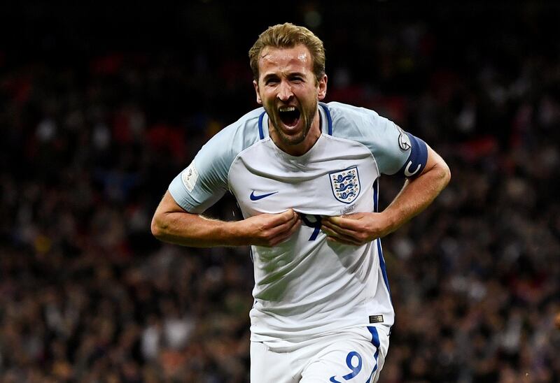 Harry Kane celebrates scoring the only goal of the game. Dylan Martinez / Reuters