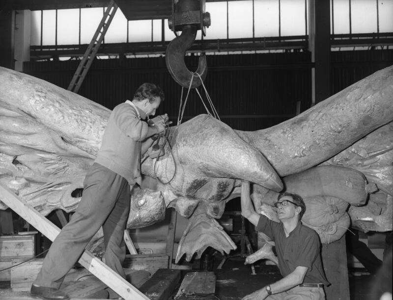 The sculpture of an American eagle is worked on at Pickford Sheds in Tower Bridge Road before being installed on the US Embassy building. Getty Images