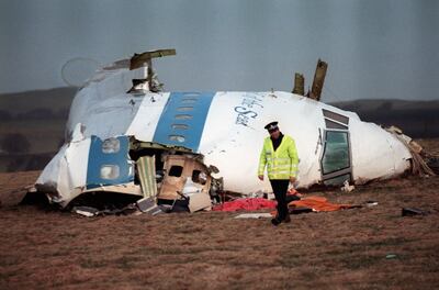 The wrecked cockpit of the plane on the ground in Lockerbie. AFP