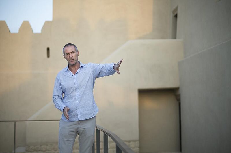 Peter Sheehan, the TCA’s head of historic buildings, in Qasr Al Muwaiji, birthplace of Sheikh Khalifa. Mona Al Marzooqi / The National