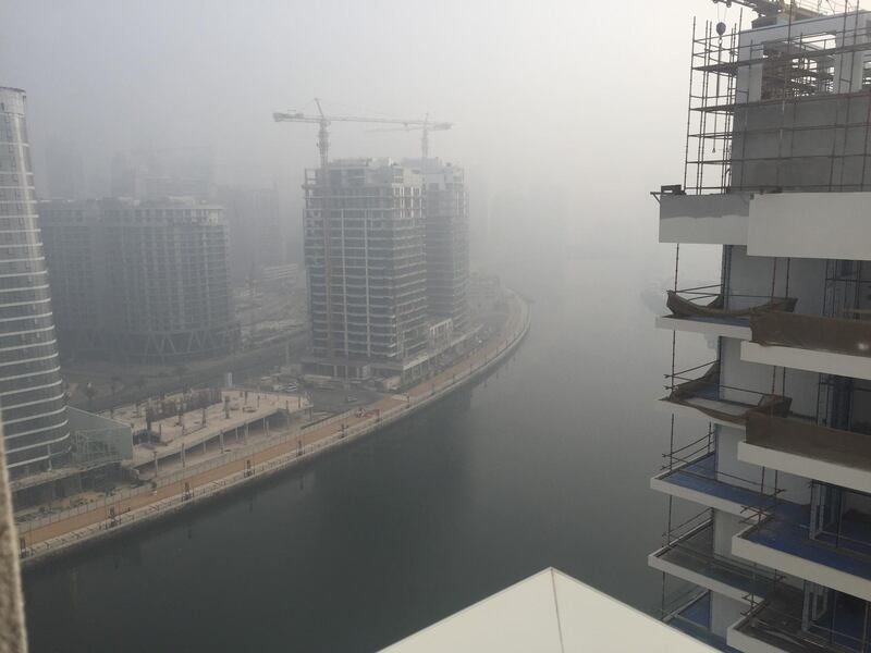 Fog in the Business Bay area of Dubai. Anam Rizvi / The National