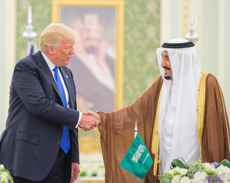 Donald Trump with Saudi Arabia's King Salman at the Saudi Royal Court in Riyadh. EPA