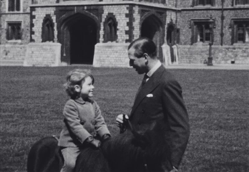 Princess Elizabeth with her uncle Prince George the Duke of Kent at Windsor Castle in 1930.