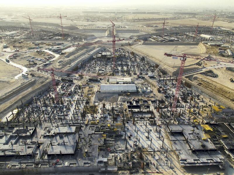 Construction work progress at Expo 2020 site in Dubai as of February 2018. Courtesy Dubai Media Office