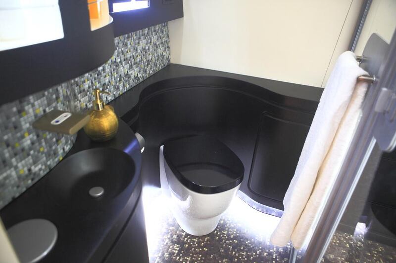 The separate private bathroom in the Residence suite on an Etihad A380. Subhash Sharma / The National
