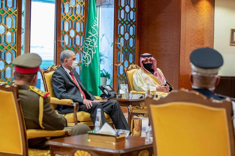 Iraqi Minister of Interior Othman Al Ghanimi visits Saudi Arabia in February 21, 2021. SPA