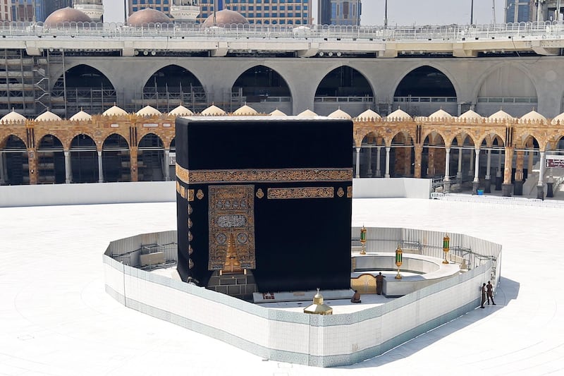 An almost empty Kaaba at the Grand Mosque is seen after Saudi authority suspended umrah amid the fear of coronavirus outbreak. Reuters