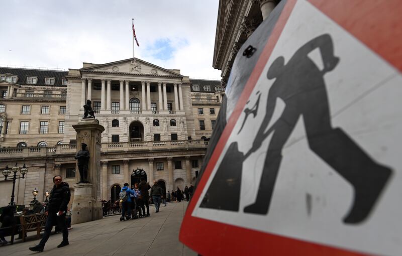 The Bank of England in London. New figures show the UK economy grew by 0.1 per cent between October and December. EPA